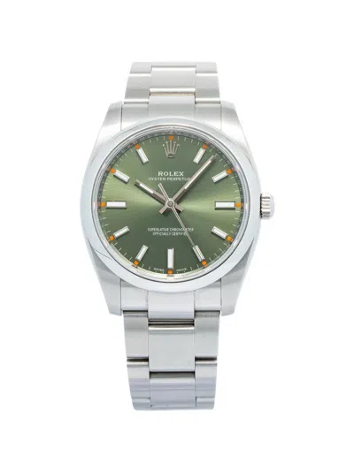 Pre-owned Rolex Oyster Perpetual 34mm Watch In Green