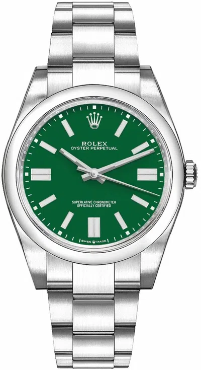 Pre-owned Rolex Oyster Perpetual 36 Green Dial Midsize Watch 126000 For Sale Online