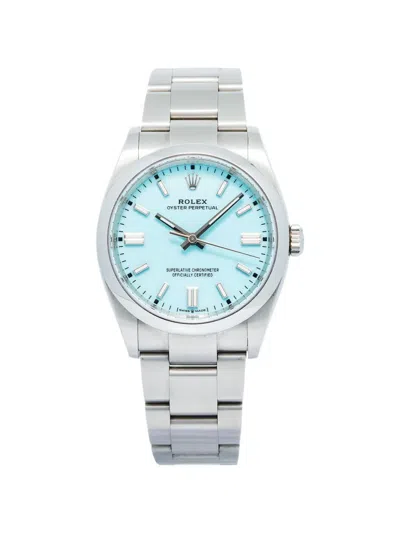 Pre-owned Rolex Oyster Perpetual 36mm Watch In Blue