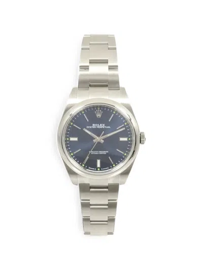 Pre-owned Rolex Oyster Perpetual 39mm Watch In Blue