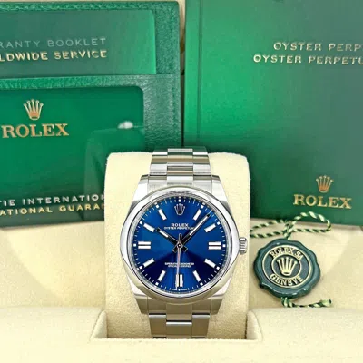 Pre-owned Rolex Oyster Perpetual 41, Blue, Ref 124300-0003, Unworn Complete 2024