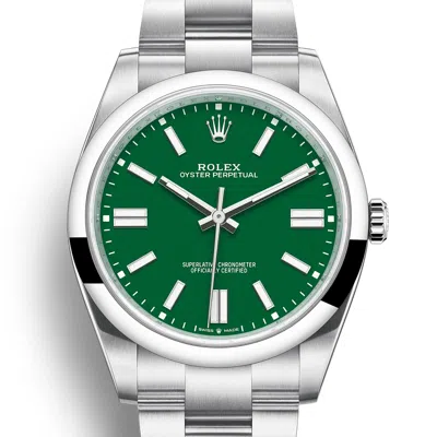 Pre-owned Rolex Oyster Perpetual 41 Mm 124300 Green Unworn 2024 Oyster Steel