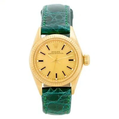 Pre-owned Rolex Oyster Perpetual 6719 18k Yellow Gold Champagne Automatic Ladie Watch 26mm