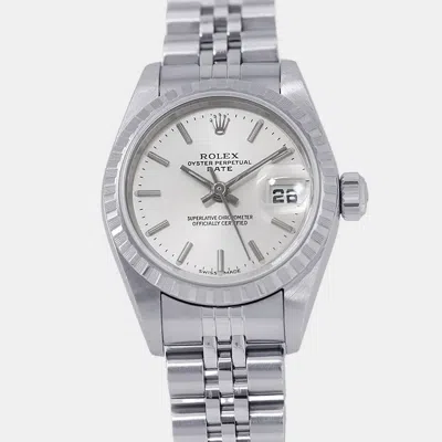 Pre-owned Rolex Oyster Perpetual 79240 White Stainless Steel Women Wristwatch 26mm