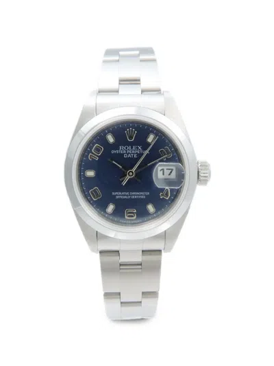 Pre-owned Rolex Oyster Perpetual Date 26mm Watch In Blue