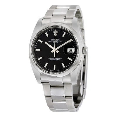Rolex Oyster Perpetual Date 34 Black Dial Stainless Steel Bracelet Automatic Men's Watch 115200bkso In Metallic
