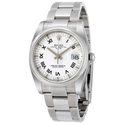 Rolex Oyster Perpetual Date 34 White Dial Stainless Steel Bracelet Automatic Men's Watch 115200wro In Metallic