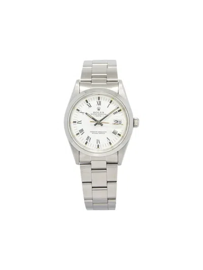 Pre-owned Rolex Oyster Perpetual Date 34mm In White