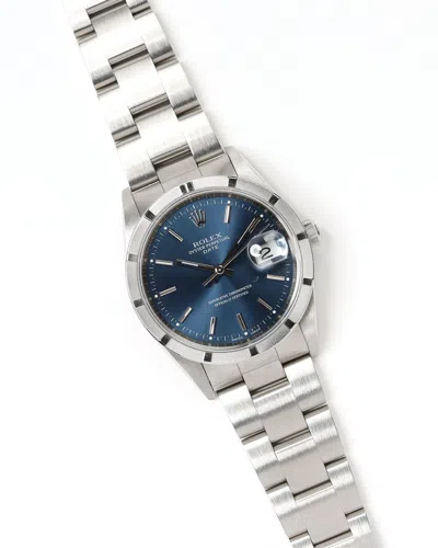 Rolex Oyster Perpetual Date 34mm 1999 Watch In Silver