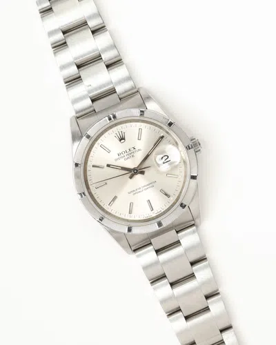 Rolex Oyster Perpetual Date 34mm Ref 15210 1995 Watch In Silver