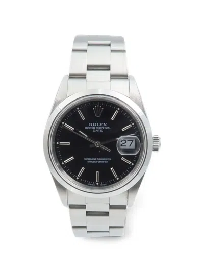 Pre-owned Rolex Oyster Perpetual Date 34mm Watch In Black