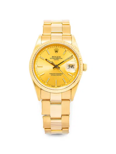 Pre-owned Rolex Oyster Perpetual Date 34mm Watch In Gold