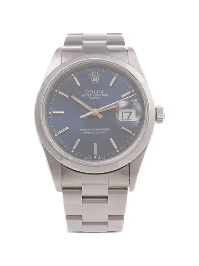 Pre-owned Rolex Oyster Perpetual Date 34mm Watch In Gray