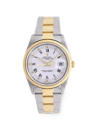 Pre-owned Rolex Oyster Perpetual Date 34mm Watch In White