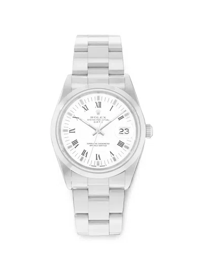 Pre-owned Rolex Oyster Perpetual Date 34mm Watch In White