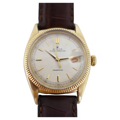 Pre-owned Rolex Oyster Perpetual Date Ovettone 6305/1 14k Gold Roulette Date In Multiple