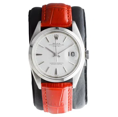 Pre-owned Rolex Oyster Perpetual Date Stainless Steel With Custom White Dial Circa 1960's