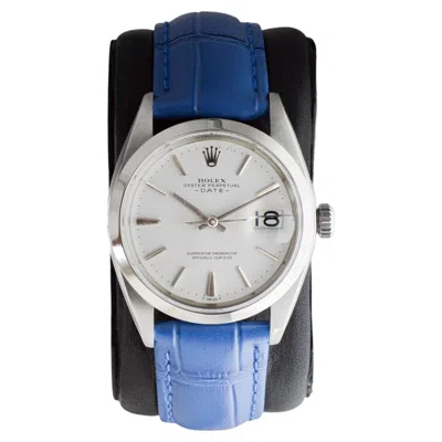 Pre-owned Rolex Oyster Perpetual Date Stainless Steel With Custom White Dial Circa 1960's
