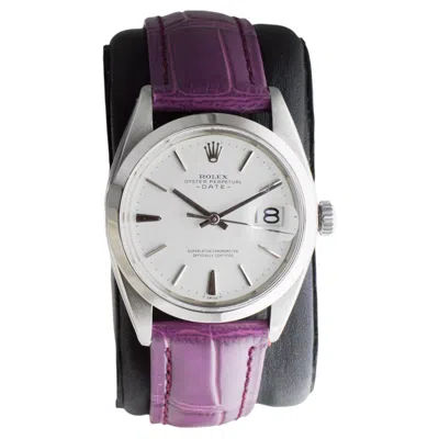Pre-owned Rolex Oyster Perpetual Date Stainless Steel With Custom White Dial Circa 1960's