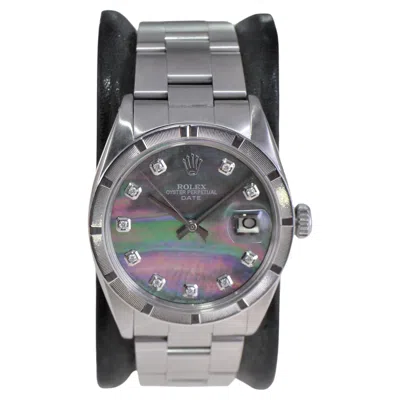 Pre-owned Rolex Oyster Perpetual Date With Custom Mother Of Pearl Dial 1960's In Multi