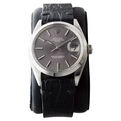 Pre-owned Rolex Oyster Perpetual Date With Exceptional Charcoal Dial In Black