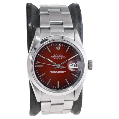 Pre-owned Rolex Oyster Perpetual Date With Rare, Original Shaded Sunburst Red Dial 1970's