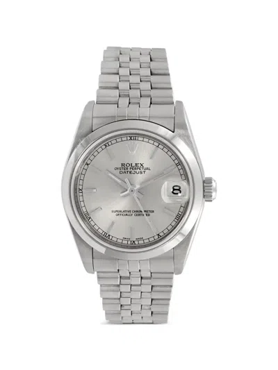 Pre-owned Rolex Oyster Perpetual Datejust 32mm Watch In Silver