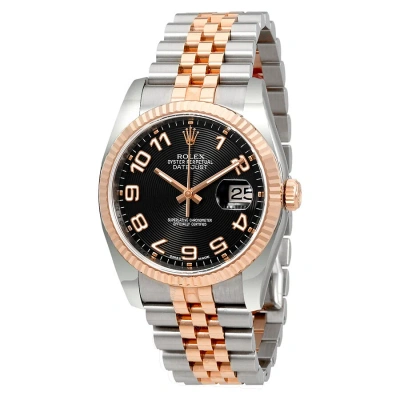 Rolex Oyster Perpetual Datejust 36 Black Concentric Dial Stainless Steel And 18k Everose Gold Jubile