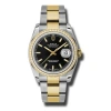 ROLEX ROLEX OYSTER PERPETUAL DATEJUST 36 BLACK DIAL STAINLESS STEEL AND 18K YELLOW GOLD BRACELET AUTOMATIC