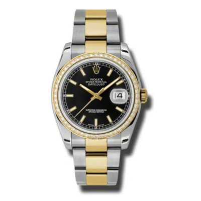 Rolex Oyster Perpetual Datejust 36 Black Dial Stainless Steel And 18k Yellow Gold Bracelet Automatic In Multi
