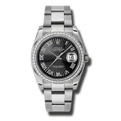 Rolex Oyster Perpetual Datejust 36 Black Dial Stainless Steel Bracelet Automatic Ladies Watch 116244 In Metallic
