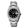 ROLEX ROLEX OYSTER PERPETUAL DATEJUST 36 BLACK DIAL STAINLESS STEEL BRACELET AUTOMATIC LADIES WATCH 116244