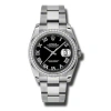 ROLEX ROLEX OYSTER PERPETUAL DATEJUST 36 BLACK DIAL STAINLESS STEEL BRACELET AUTOMATIC LADIES WATCH 116244