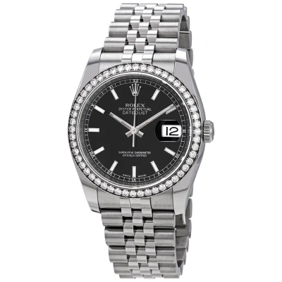 Rolex Oyster Perpetual Datejust 36 Black Dial Stainless Steel Jubilee Bracelet Automatic Men's Watch In Metallic