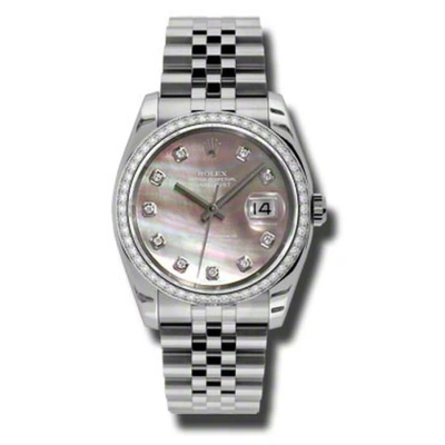 Rolex Oyster Perpetual Datejust 36 Black Mother Of Pearl Dial Stainless Steel Jubilee Bracelet Autom In Metallic