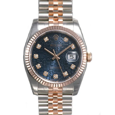 Rolex Oyster Perpetual Datejust 36 Blue Dial Stainless Steel And 18k Everose Gold Jubilee Bracelet A