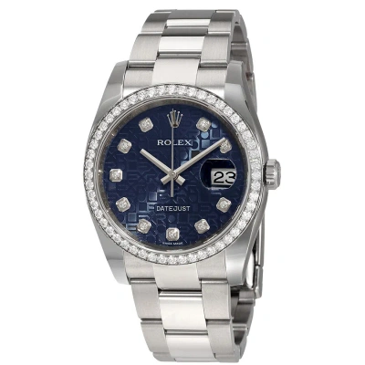 Rolex Oyster Perpetual Datejust 36 Blue Dial Stainless Steel Bracelet Automatic Ladies Watch 116244b In Metallic