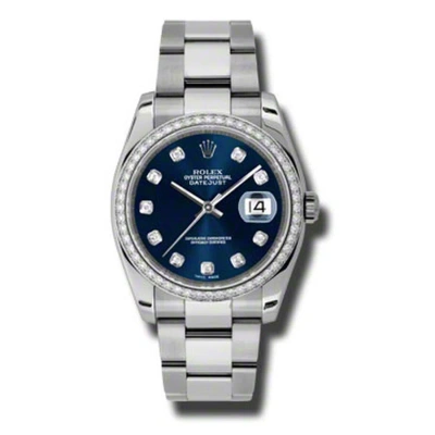 Rolex Oyster Perpetual Datejust 36 Blue Dial Stainless Steel Bracelet Automatic Ladies Watch 116244b In Metallic