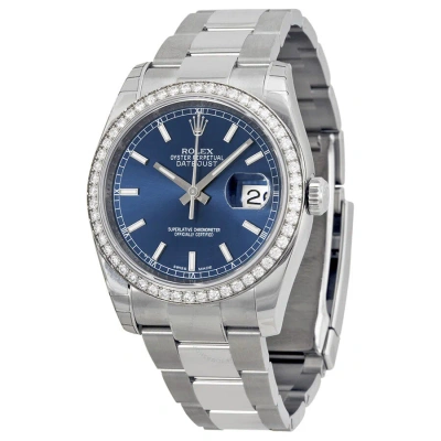 Rolex Oyster Perpetual Datejust 36 Blue Dial Stainless Steel Bracelet Automatic Unisex Watch 116244b In Metallic