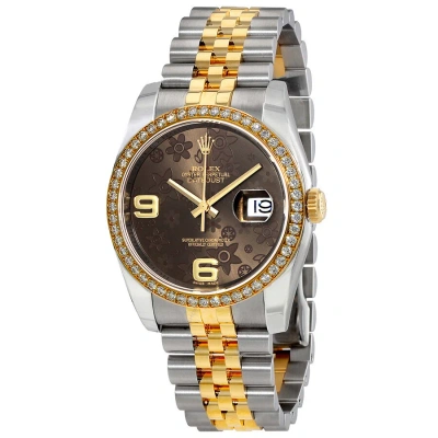 Rolex Oyster Perpetual Datejust 36 Brown Floral Dial Stainless Steel And 18k Yellow Gold Jubilee Bra