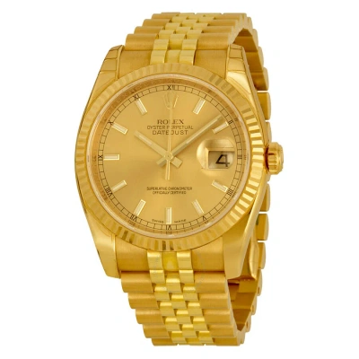 Rolex Oyster Perpetual Datejust 36 Champagne Dial 18k Yellow Gold Automatic Men's Watch 116238csj
