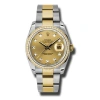 ROLEX ROLEX OYSTER PERPETUAL DATEJUST 36 CHAMPAGNE DIAL STAINLESS STEEL AND 18K YELLOW GOLD BRACELET AUTOM