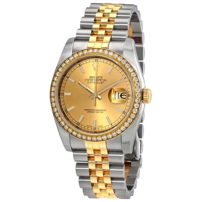 Rolex Oyster Perpetual Datejust 36 Champagne Dial Stainless Steel And 18k Yellow Gold Jubilee Bracel In Gray