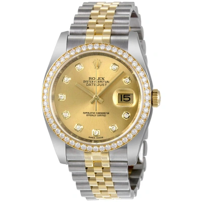 Rolex Oyster Perpetual Datejust 36 Champagne Dial Stainless Steel & 18k Yellow Gold Jubilee Bracelet In Multi