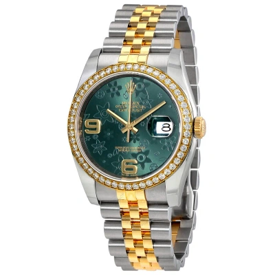 Rolex Oyster Perpetual Datejust 36 Green Floral Dial Stainless Steel And 18k Yellow Gold Jubilee Bra