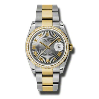 Rolex Oyster Perpetual Datejust 36 Grey Dial Stainless Steel And 18k Yellow Gold Bracelet Automatic  In Gray