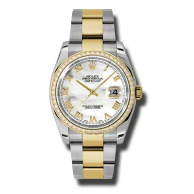 Rolex Oyster Perpetual Datejust 36 Mother Of Pearl Dial Stainless Steel And 18k Yellow Gold Bracelet In Metallic