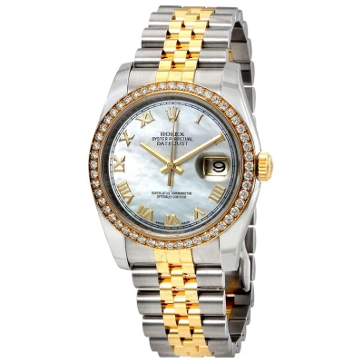 Rolex Oyster Perpetual Datejust 36 Mother Of Pearl Dial Stainless Steel And 18k Yellow Gold Jubilee  In Gray