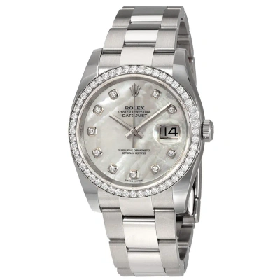Rolex Oyster Perpetual Datejust 36 Mother Of Pearl Dial Stainless Steel Bracelet Automatic Ladies Wa In Metallic