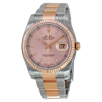 Rolex Oyster Perpetual Datejust 36 Pink Champagne Dial Stainless Steel And 18k Everose Gold Bracelet In Metallic